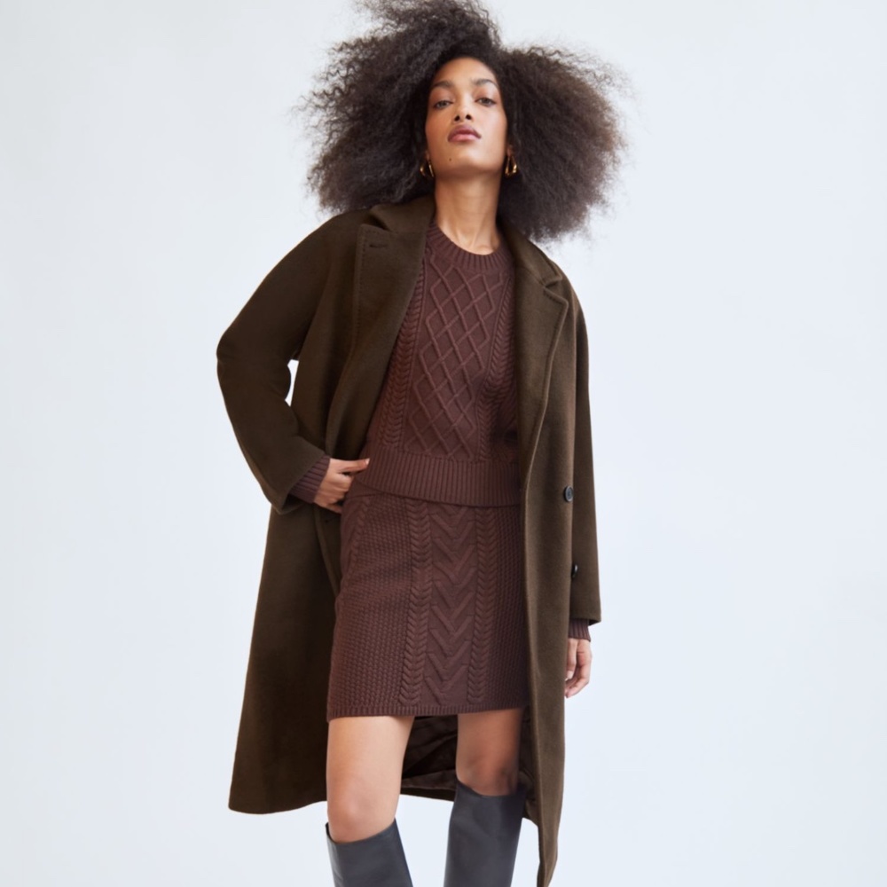 Aritzia Babaton The Slouch Oversized double-breasted wool coat brown